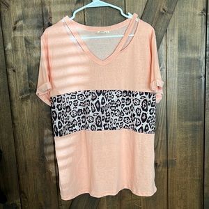 Grace & Emma Peach and leopard shirt